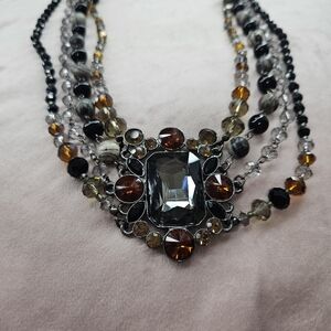 Multi Strand Beaded Statement Necklace
